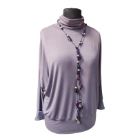 Dzianinowa bluzka z długim rękawem KIMONO i golfem - mocca